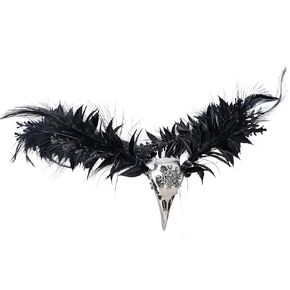 MOSTORY Handmade Black Flower Crown - Gothic Adjustable Raven Skull Headpiece Witch Headband Dark Fairy Tiara with Rhinestone for Wizard Halloween Cosplay Renaissance Goth Wedding Photo Shoot