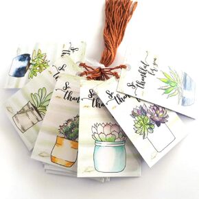 Succulent So Thankful for You Thank You Favor Hang Tags by Adore By Nat - Wedding Baby Shower Party - Set of 24