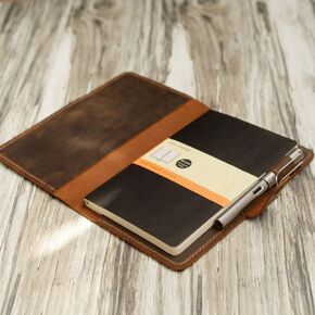غطاء دفتر ملاحظات من الجلد مقاس 5 × 8.25 بوصة متوافق مع غطاء Moleskine الكلاسيكي بحجم أكبر، غطاء مذكرات لجدول أعمال المحفظة، 307M
