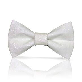 Men's Plain Color Pre-tied Bow Tie and Pocket Square Set | Glitter Sparkling for Formal Wedding Party Christmas | CK Bow (White)