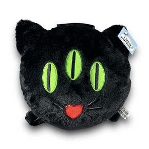 Alien Cat Plush Backpack Black Cat Fluffy Soft Bag