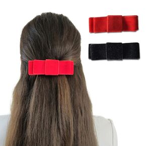 Handcrafted Velvet Hair Barrettes - Set of 2 | Elegant Hair Clips for Women, Stylish Hair Ties for Girls, Hair Styling Accessories in Black & Red