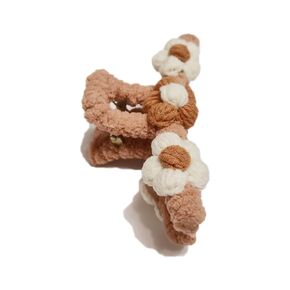 Hair Claw Clips Gold Shark Barrette Metal Hair Clamps - Handmade crochet metal shark clips for Thick Hair, Metal Hair Claw Clips for Women & Cute Hair Clips (brown)