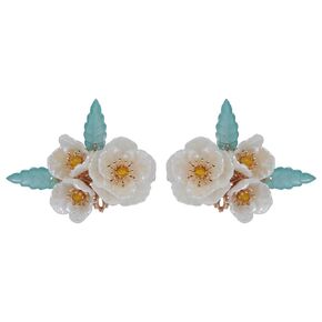 A Pair of Duckbill Clips White Pearl Flowers Hair Accessories Handmade Hair Clips for Women