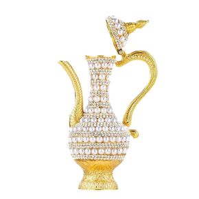 Steel Zamzam Water Pitcher with Zirconia Stones | Handmade Metal Carafe Water Tea Coffee Jug Vintage Bottle | Turkish Ottoman Long Mouth Pitchers (240 ML / 8.1 Oz, Evil Eye and Zirconia, Silver Color)