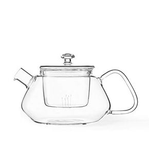 Viva Nicola All Borosilicate Glass Teapot, Lid, with Removable Infuser for Loose Leaf Tea - No Metal Or Plastic for The Perfect Brew, 25oz /.75 L Tea Maker, Stove Top Safe, No Drip Spout