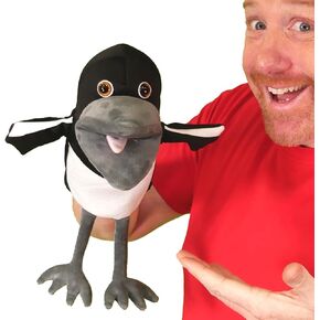 Steve and Maggie Plush Toy, Soft Magpie Plush Toy, Bird Hand Puppet, Bird Puppet, Educational Bird Toys, Sensory Toys, Animal Puppet for Kids (Big)