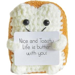 BULINGNA Funny Crochet Inspirational Potato with Positive Card, Cute Emotional Support Pickle Positive Dolls (Coffee Poop, One Size)