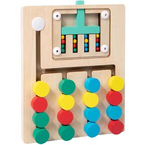 Montessori Toys for 3+ Year Old, Wooden Color Matching Puzzle Toy Brain Teasers Logic Game Preschool Educational Learning Toys for Kids Boys Girls 3 4 5 6 7 Years Old (4 Color)