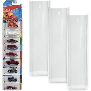3 Pack Acrylic Display Case for Packaged Cars, Compatible with Hot-Wheels Match-Box Packaged Cars, Toy Car Storage Organizer Display Shelf Rack Wall Display Case
