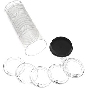 OnFireGuy 20pcs 32.7mm Direct Fit "H32" Coin Holders & Capsule Tube with Red Cap Lid for 1oz Gold Eagles | Capsules & Storage Tube for American Gold Eagles, 1oz Gold Buffalo, 1oz Gold Britannia