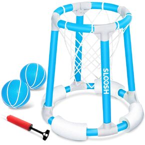 Sloosh Pool Basketball Hoop Toys, Floating Basketball Pool Game, Swimming Floats Toys with Balls Pump, Summer Outdoor Water Play Toy for Kids and Adults (Green)