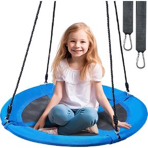 TURFEE 40" Saucer Tree Swing for Kids - 700Lb Weight Capacity, 900D Waterproof Oxford Fabric Platform Swing Seat with Adjustable Ropes for Kids Playground Outdoor Activity Backyard Fun (Rainbow)