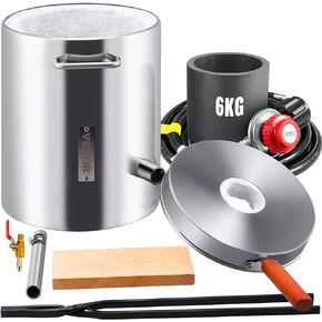 VEVOR Propane Melting Furnace Kit, 6KG Large Capacity Foundry Home Kilns, Blacksmithing Forge with Crucible & Tongs Kiln, Stainless Steel Smelter, for Metal Scrap Recycle, Gold Copper Silver Casting