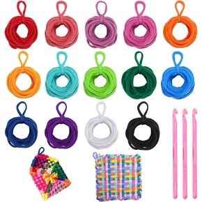 336 Pieces Loom Potholder Loops, 14 Colors Weaving Loom Kit for Potholders Weaving Loom Loops Weaving Craft Loops with 3 Pcs Crochet Hooks Compatible with 7 Inch Weaving Loom
