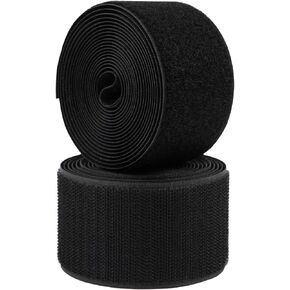 4 Inch Sew on Hook and Loop Strips | Easy to Sew | Excellent Grip | Non-Adhesive Back Nylon Fabric Fastener Strips for Clothing Sewing Crafts and DIY Projects, Black, 4in x 1.1yd