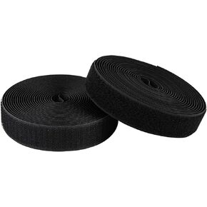 4 Inch Sew on Hook and Loop Strips | Easy to Sew | Excellent Grip | Non-Adhesive Back Nylon Fabric Fastener Strips for Clothing Sewing Crafts and DIY Projects, Black, 4in x 1.1yd