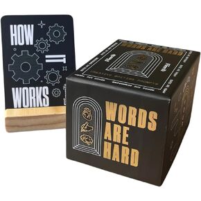 Astrohaus Freewrite Words are Hard Writing Prompt Deck | 150 Creative Writing Prompts for 8 Genres | Gifts for Writers with Inspiring Illustrations | Storytelling Cards with a Custom Wooden Stand