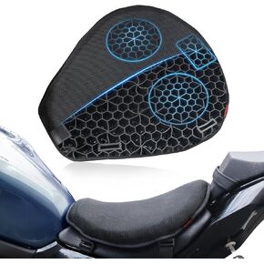 Detachable Motorcycle Gel Seat Cushion with Seat Cover, Large 3D Honeycomb Structure Shock Absorption & Breathable Motorcycle Gel Seat Pad for Long Rides