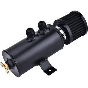 EVIL ENERGY 10AN Baffled Oil Catch Can,Oil Breather Tank with Valve,750ML Universal Aluminum Black
