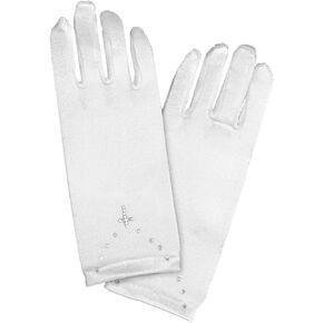 First Communion Gloves for Girls - Rhinestone Cross Design for 1st Holy Communion
