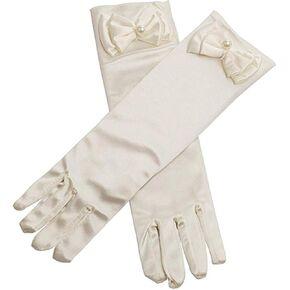 11.5" Long Satin Gloves Bowknot for 4-9 yrs Girls Kids Flower Girls Princess Cosplay in Saudi Arabia
