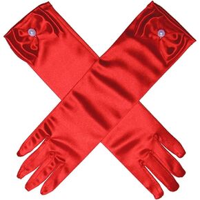 11.5" Long Satin Gloves Bowknot for 4-9 yrs Girls Kids Flower Girls Princess Cosplay in Kuwait