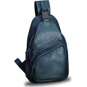 LRTO Genuine Leather Sling Bag Crossbody Purse Handmade Hiking Daypack Motorcycle Bag Retro Shoulder BackpackChest Bag