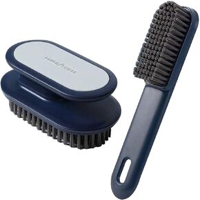 Household Cleaning Scrub Brush Soft Bristle Laundry Brush Shoe Stain Remover Brush Cleaning Supplies Set Comfort Grip Nylon Brushes for Fabric Clothes Carpet Floor Pack of 2(Blue)