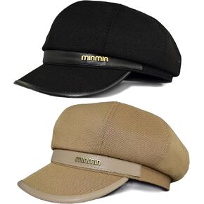 قطعتان من قبعة موزع الصحف للسيدات من الصوف الخريفي، قبعة رسام من Paperboy Cabbie، قبعات عدالة شعرية عصرية كلاسيكية (أسود وكاكي) in Kuwait