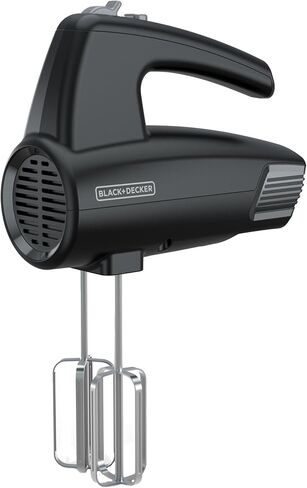 BLACK+DECKER 5-Speed Hand Mixer, 250-Watt for mixing batters, doughs, spreads & more, Turbo Boost & Prevent Splatter Function, Black in Saudi Arabia