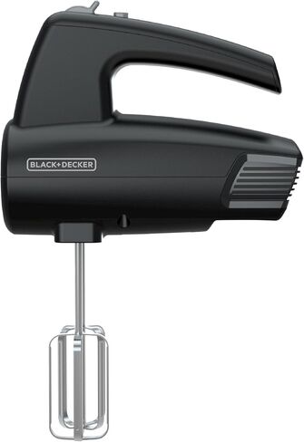 BLACK+DECKER 5-Speed Hand Mixer, 250-Watt for mixing batters, doughs, spreads & more, Turbo Boost & Prevent Splatter Function, Black in Saudi Arabia