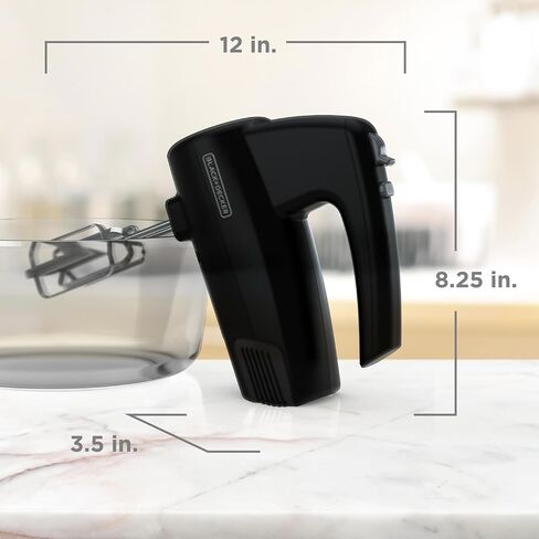 BLACK+DECKER 5-Speed Hand Mixer, 250-Watt for mixing batters, doughs, spreads & more, Turbo Boost & Prevent Splatter Function, Black in Saudi Arabia