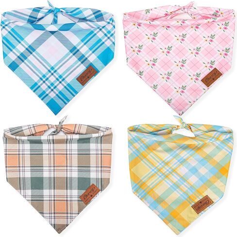 Charcy Dog Bandanas 4 Pack، Fall Dog Bandana Boy Girl لقضاء عطلة عيد الميلاد، وشاح كلب متين قابل للتعديل، تصميم فريد - مثلث مربع ريفي in Saudi Arabia