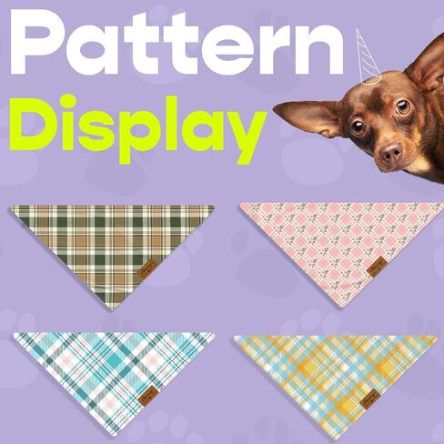 Charcy Dog Bandanas 4 Pack، Fall Dog Bandana Boy Girl لقضاء عطلة عيد الميلاد، وشاح كلب متين قابل للتعديل، تصميم فريد - مثلث مربع ريفي in Saudi Arabia