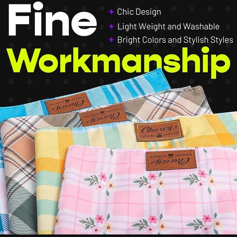 Charcy Dog Bandanas 4 Pack، Fall Dog Bandana Boy Girl لقضاء عطلة عيد الميلاد، وشاح كلب متين قابل للتعديل، تصميم فريد - مثلث مربع ريفي in Saudi Arabia