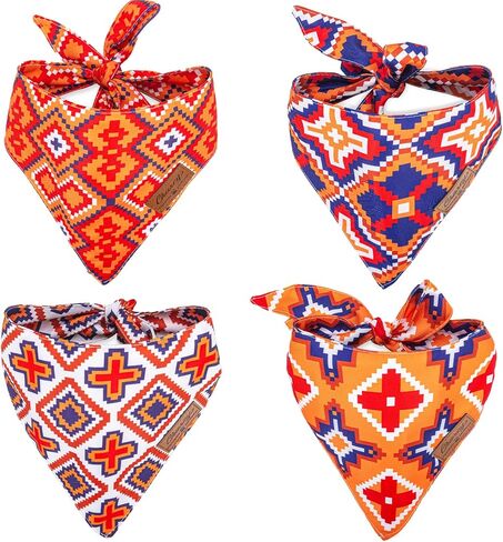 Charcy Dog Bandanas 4 Pack، Fall Dog Bandana Boy Girl لقضاء عطلة عيد الميلاد، وشاح كلب متين قابل للتعديل، تصميم فريد - مثلث مربع ريفي in Saudi Arabia
