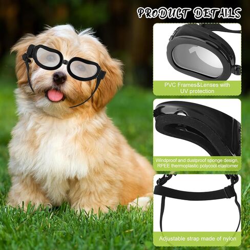 قطعتان من نظارات الكلاب الصغيرة والمتوسطة، نظارات شمسية للكلاب متوسطة السلالة للكلاب المتوسطة نظارات شمسية لركوب الخيل في الهواء الطلق والقيادة نظارات حماية من الأشعة فوق البنفسجية مع أشرطة قابلة للتعديل in Kuwait