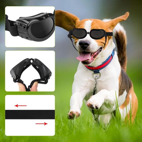 قطعتان من نظارات الكلاب الصغيرة والمتوسطة، نظارات شمسية للكلاب متوسطة السلالة للكلاب المتوسطة نظارات شمسية لركوب الخيل في الهواء الطلق والقيادة نظارات حماية من الأشعة فوق البنفسجية مع أشرطة قابلة للتعديل in Kuwait