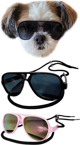 G029 Small Dog Breed up to 15lbs Cat Pet Aviator Sunglasses Glasses (Black) in Saudi Arabia