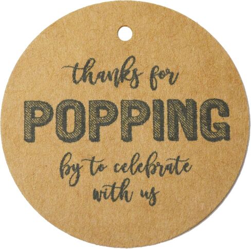 Thanks for Popping by to Celebrate With Us, Favor Tags, Gift Tags, Weddings, Baby Shower, Bridal Shower, Engagement, Party Favors, Popcorn Tags, Gumball, Kraft Brown (30 tags) in Saudi Arabia