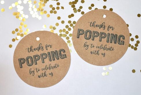 Thanks for Popping by to Celebrate With Us, Favor Tags, Gift Tags, Weddings, Baby Shower, Bridal Shower, Engagement, Party Favors, Popcorn Tags, Gumball, Kraft Brown (30 tags) in Saudi Arabia