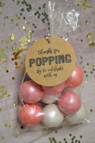 Thanks for Popping by to Celebrate With Us, Favor Tags, Gift Tags, Weddings, Baby Shower, Bridal Shower, Engagement, Party Favors, Popcorn Tags, Gumball, Kraft Brown (30 tags) in Saudi Arabia