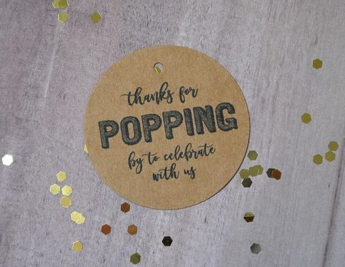 Thanks for Popping by to Celebrate With Us, Favor Tags, Gift Tags, Weddings, Baby Shower, Bridal Shower, Engagement, Party Favors, Popcorn Tags, Gumball, Kraft Brown (30 tags) in Saudi Arabia