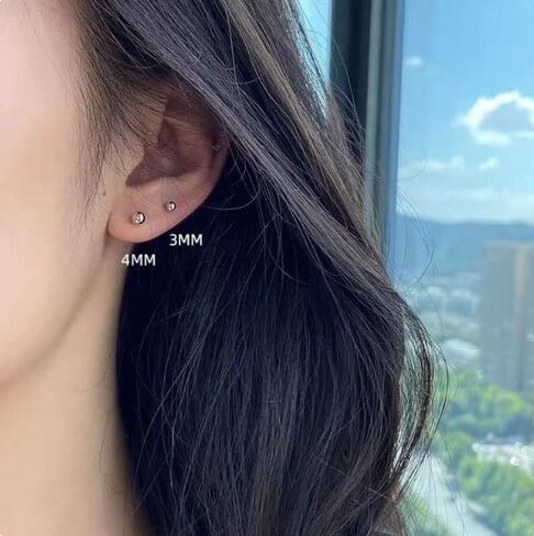 HandmadBall Stud Earrings Set for Multiple Piercings,Minimalist 2mm 3mm 4mm Ball Earrings for Helix Tragus Cartilage Piercing for Women Girls Hypoallergenic (2mm/3mm/4mm Ball, Gold Color) in Saudi Arabia