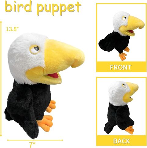 Puppets Parrot Hand Puppet,13.8" Animal Puppets Hand Puppets Bird Stuffed Animal Hand Puppets for Kids with Movable Mouth,Puppet Plush Multi-Color Toys Bird Puppet Role Play Teaching(Red) in Saudi Arabia