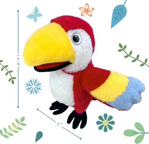 Puppets Parrot Hand Puppet,13.8" Animal Puppets Hand Puppets Bird Stuffed Animal Hand Puppets for Kids with Movable Mouth,Puppet Plush Multi-Color Toys Bird Puppet Role Play Teaching(Red) in Saudi Arabia