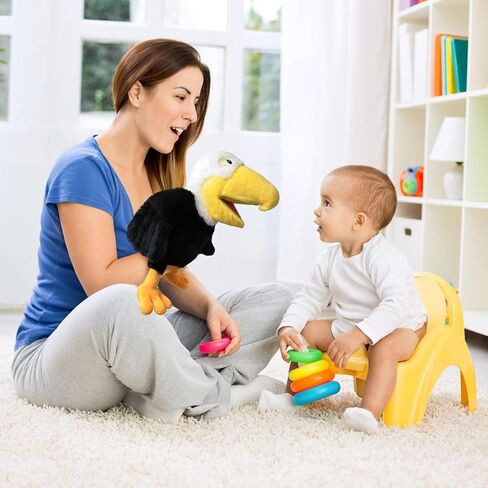 Puppets Parrot Hand Puppet,13.8" Animal Puppets Hand Puppets Bird Stuffed Animal Hand Puppets for Kids with Movable Mouth,Puppet Plush Multi-Color Toys Bird Puppet Role Play Teaching(Red) in Saudi Arabia