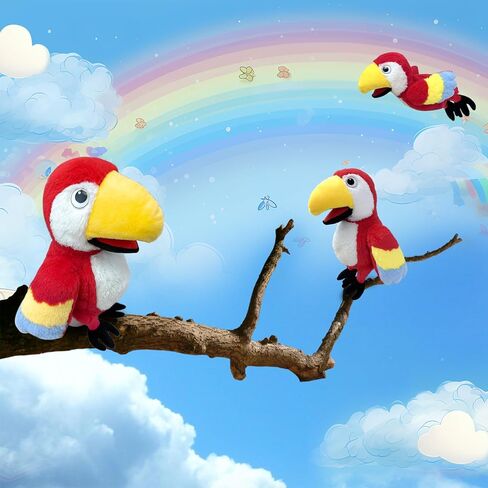 Puppets Parrot Hand Puppet,13.8" Animal Puppets Hand Puppets Bird Stuffed Animal Hand Puppets for Kids with Movable Mouth,Puppet Plush Multi-Color Toys Bird Puppet Role Play Teaching(Red) in Saudi Arabia