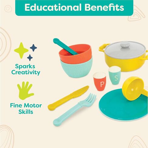 B. toys – Play Kitchen Accessories – Cookware, Dishes, Utensils – 33-Piece Play Set for Kids – Pretend Play Toys – 3 Years + – Mini Chef Kitchen Set in Saudi Arabia